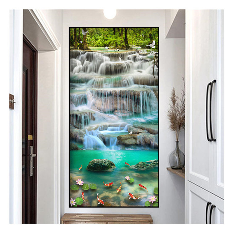 Wholesale diamond painting DIY diamond painting waterfall fish scenery home decoration 5D diamond painting