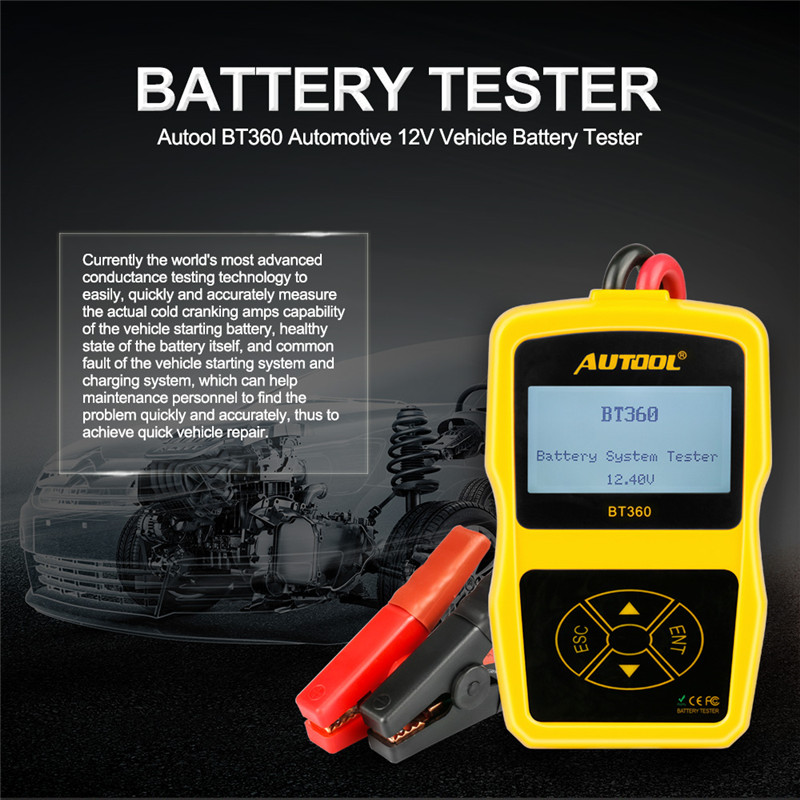 Autool BT360 12V Car Battery Tester Digital Analyzer CCA Voltmeter Auto Generator Voltage Charging BAD Cell Test Vehicle