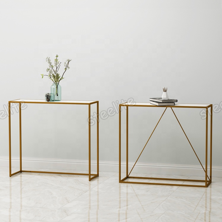 Gold White Black Metal Console Table in the Hallway
