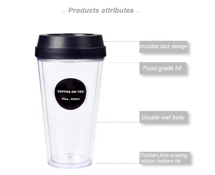 Экологичная кофейная кружка с двойными стенками без бисфенола А с крышкой