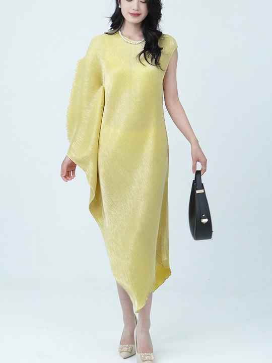 2025 Latest Design Pleated Dress Irregular Loose Elegant Dress Ladies Party  Fashion Dresses