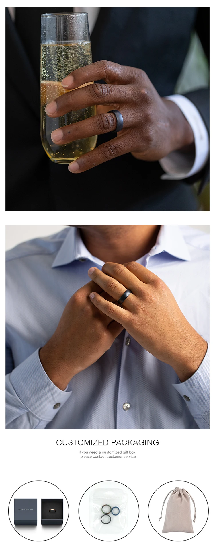 アマゾン人および女性の注文のロゴのための熱い販売のシリコーンの結婚式の婚約指輪指リング