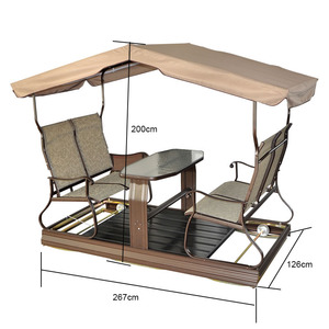 metal swing set with face to face glider