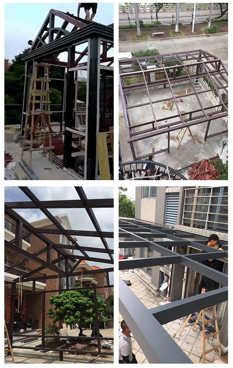 Luxury Modern prefabricated European style aluminium curved glass lowes Sunrooms