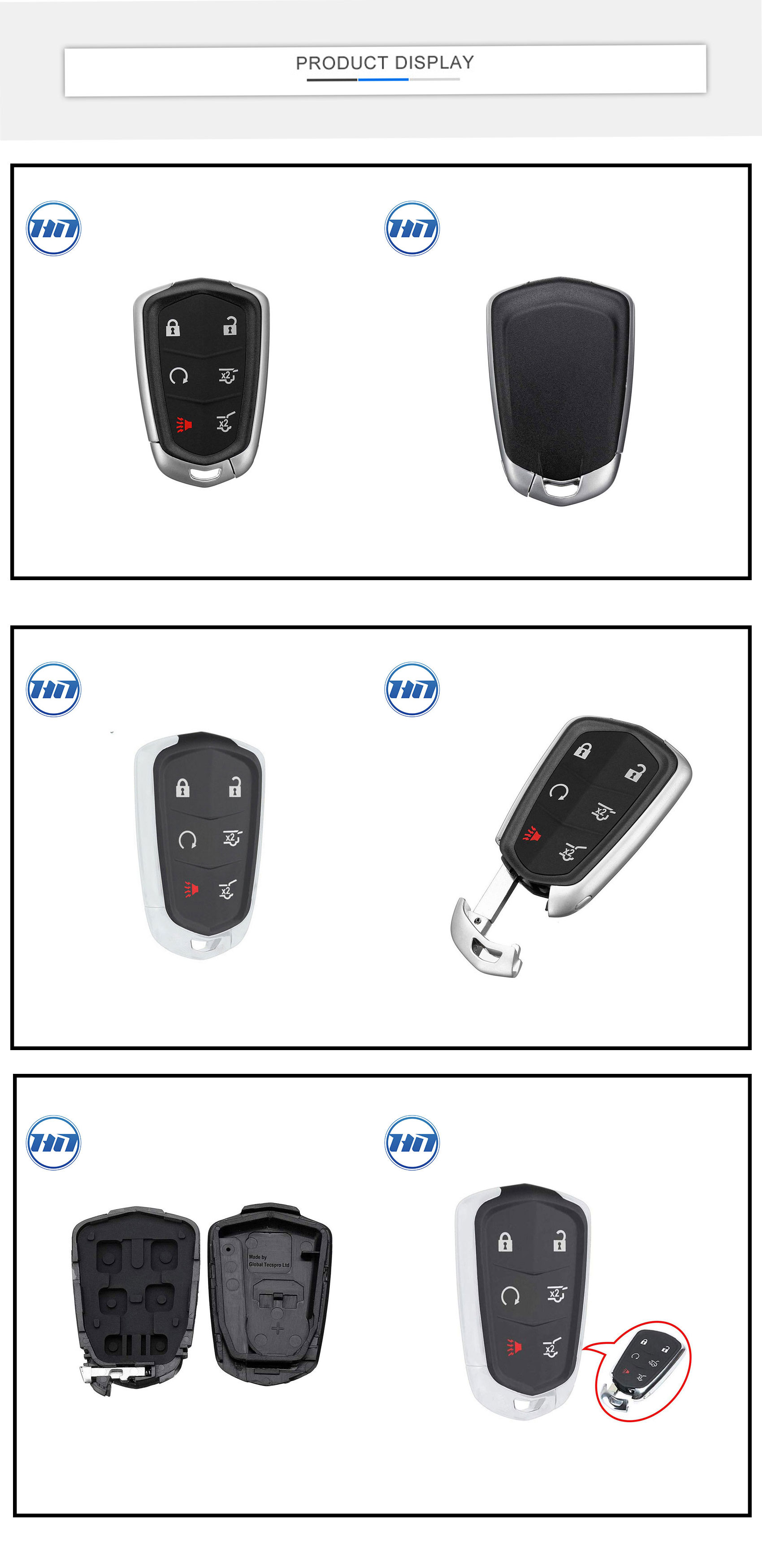 Escalade Replacement Remote Car Key Shell Case for 6 Button for Cadillac Escalade ESV 2015-2018