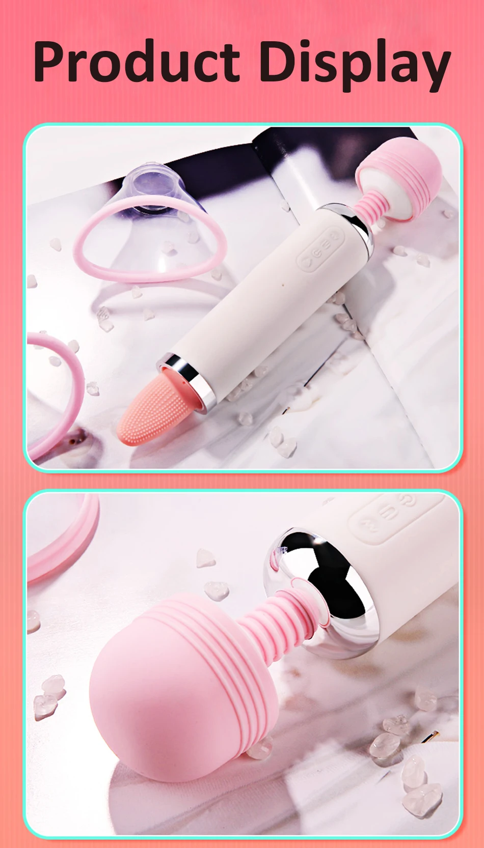 3 In 1 Tongue Licking Sucking Vibrator For Woman Clitoris Stimulator Heating G spot Vibrator Big Head Wand Body Massager