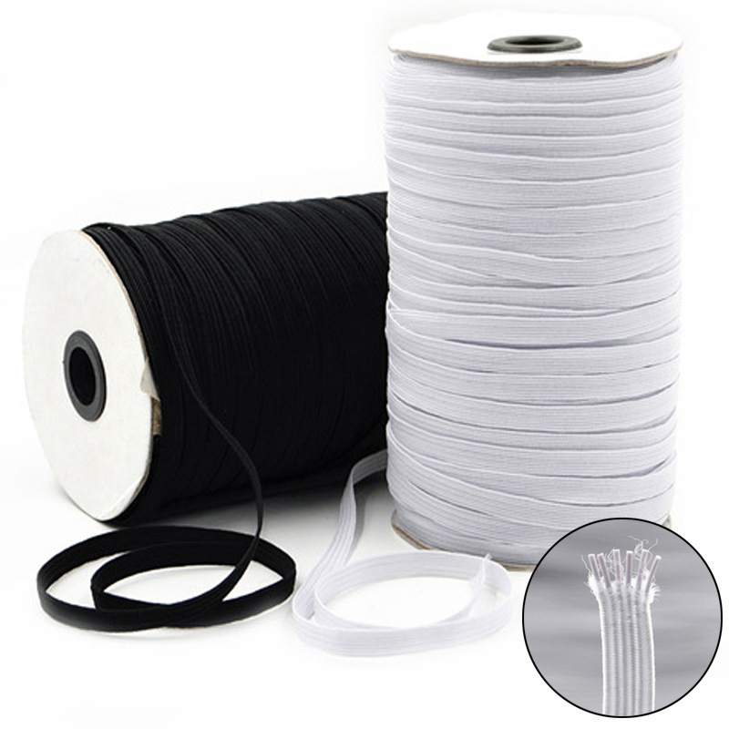 Whole Roll of Black or White Flat Woven Elastic ** 25 Meters