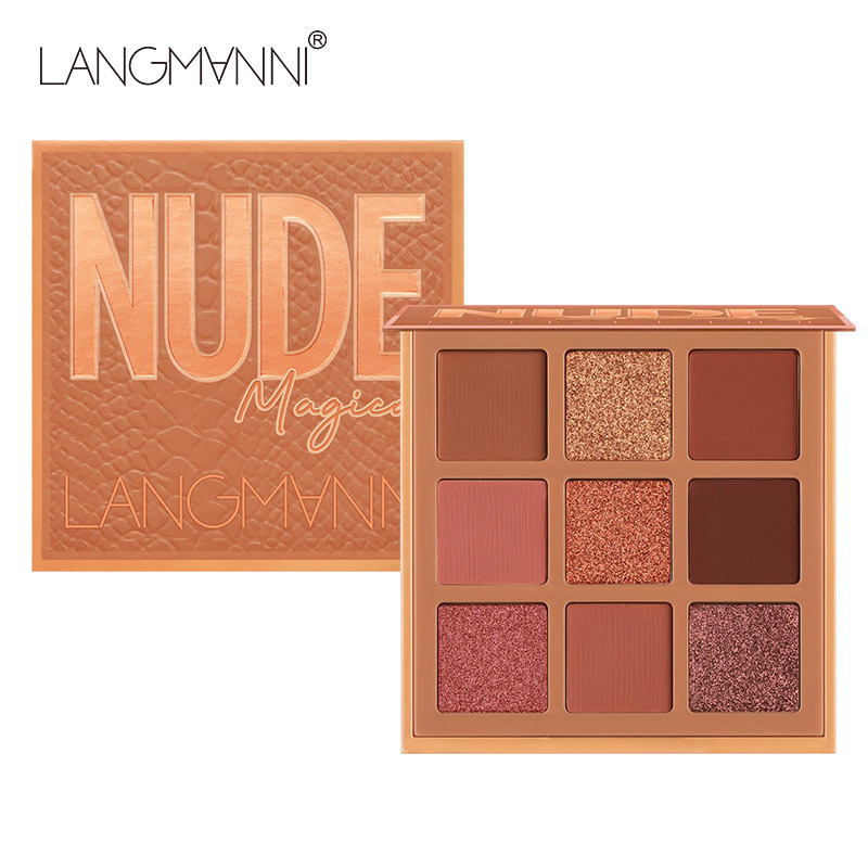 9 Colors Nude Eyeshadow Kit Matte Glitter Eyeshadow Palette Makeup Diamond Glitter Metallic Shiny Nude Eye Pigment Cosmetics