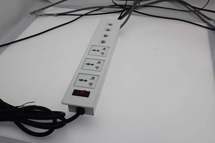 Office furniture flip up tabletop power outlets for meeting room table