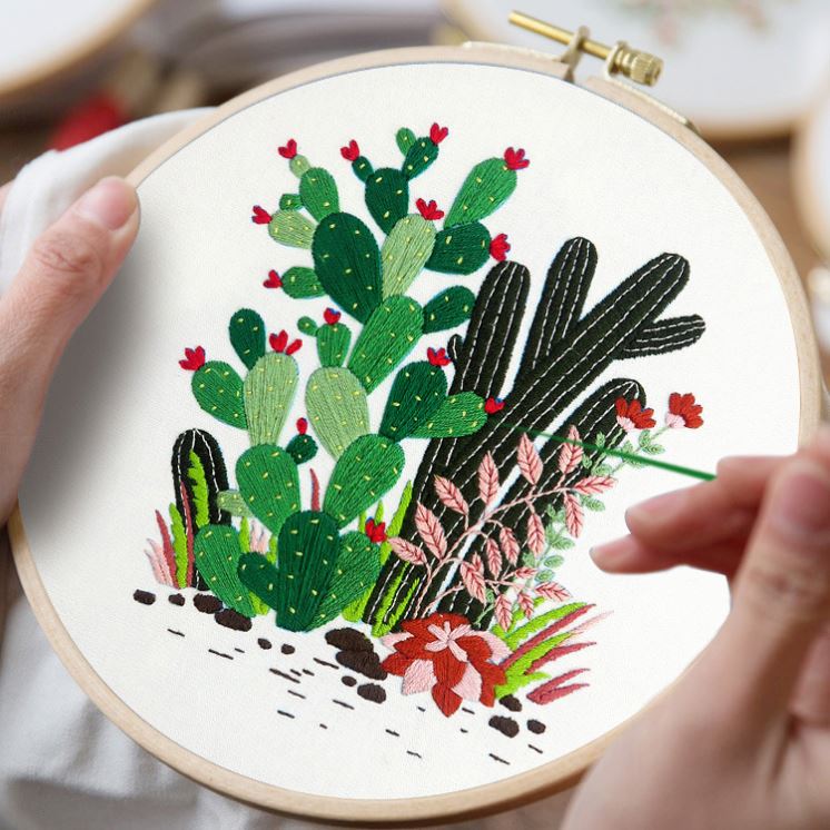 Lyc-2735 и изображением мультяшного кактуса, с вышивкой в виде рисунка швейный набор «сделай сам», ручное теснение, наборы для вышивания, для начинающих