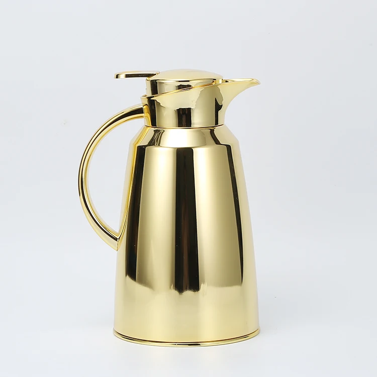 Golden glass liner coffee pot vacuum flask thermos vacuum pot
