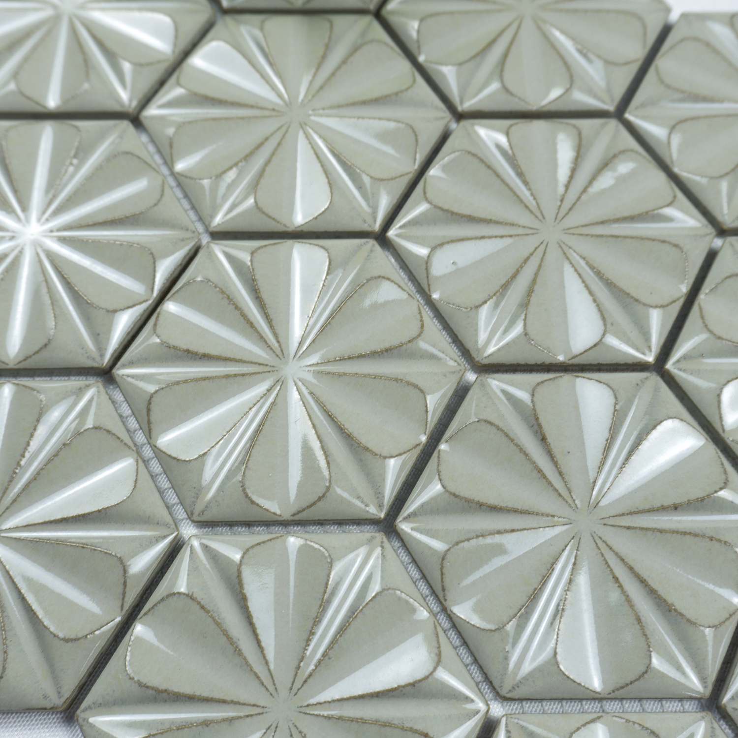 Grey Fambe Hexagonal Mould Wall Decoration Ceramic Mosaics Ceramic Wall Tiles