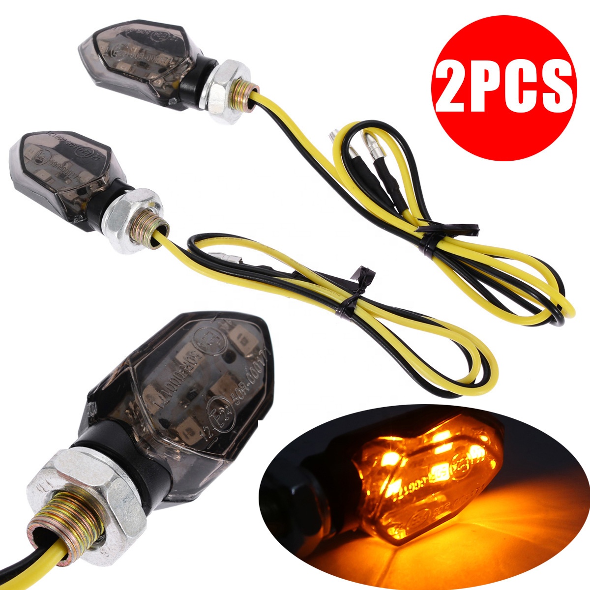 5 светодиодов, 12 В, светодиодная лампа для мотоцикла поворота, E24, дымовая линза, мигающий индикатор, гибкий сигнал поворота, свет для Kawasaki/Suzuki