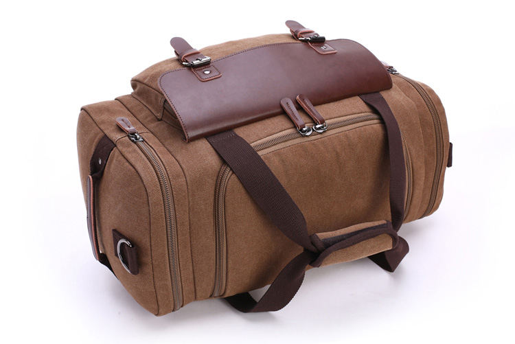 aoheng热销亚马逊流行棕色帆布行李箱旅行包箱包