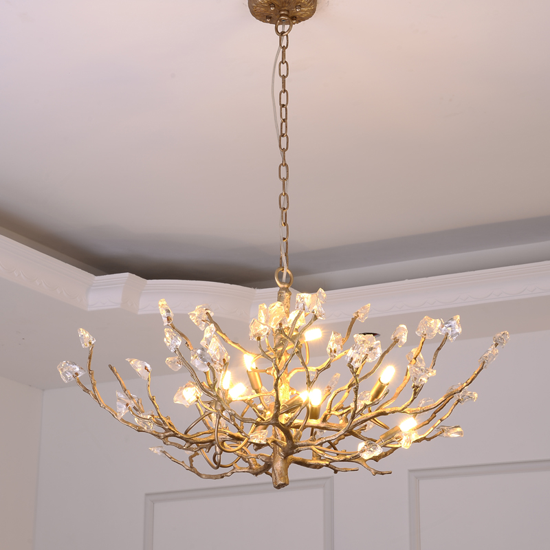 2020 Contemporary LED Ball maple leaf copper Glass lighting luxury Round  pendant lamp  staircase G9 chandelier villa design
