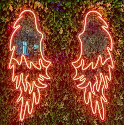 创意装饰灵活定制角度翅膀亚克力背景led多色霓虹灯标志