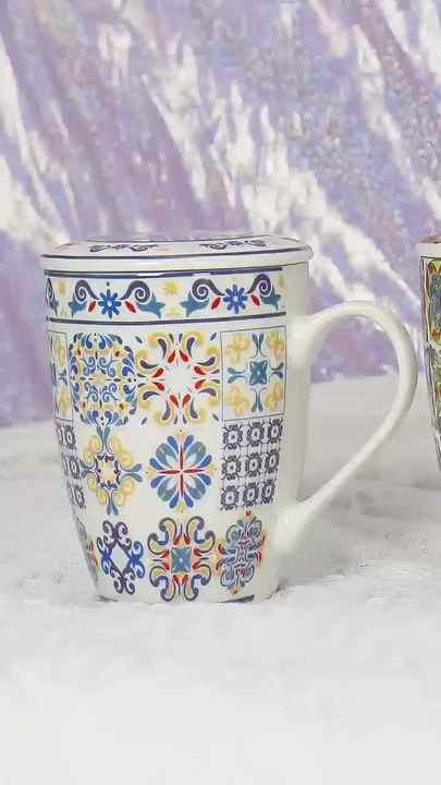 Custom Retro Bohemian Style Moroccan Tea Cup Vintage Ceramic Mug with  Infuser Ceramic Tea Filter Mugs Manufactured by Custom