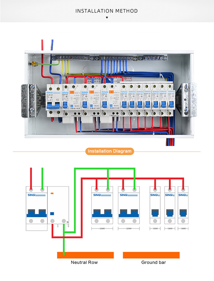 Singi DZ47-63 1P performance heat resistant University  C63 63amp  mcb miniature  circuit breaker
