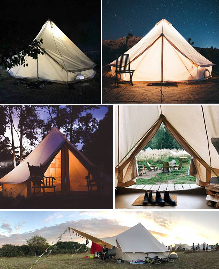 3米帆布钟形帐篷全天候防水帆布帐篷露营4季亮光帆布帐篷