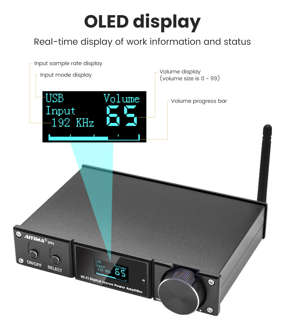 AIYIMA D05 2.1CH Bluetooth Power Amplifier & Subwoofer Amp
