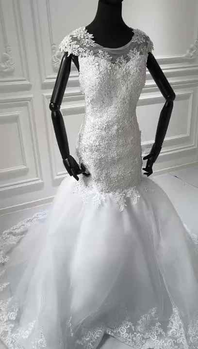 heart shaped mermaid wedding dress Sweetheart Neckline Lace Mermaid Wedding Dress With Ruffles WD464 US2 / Ivory