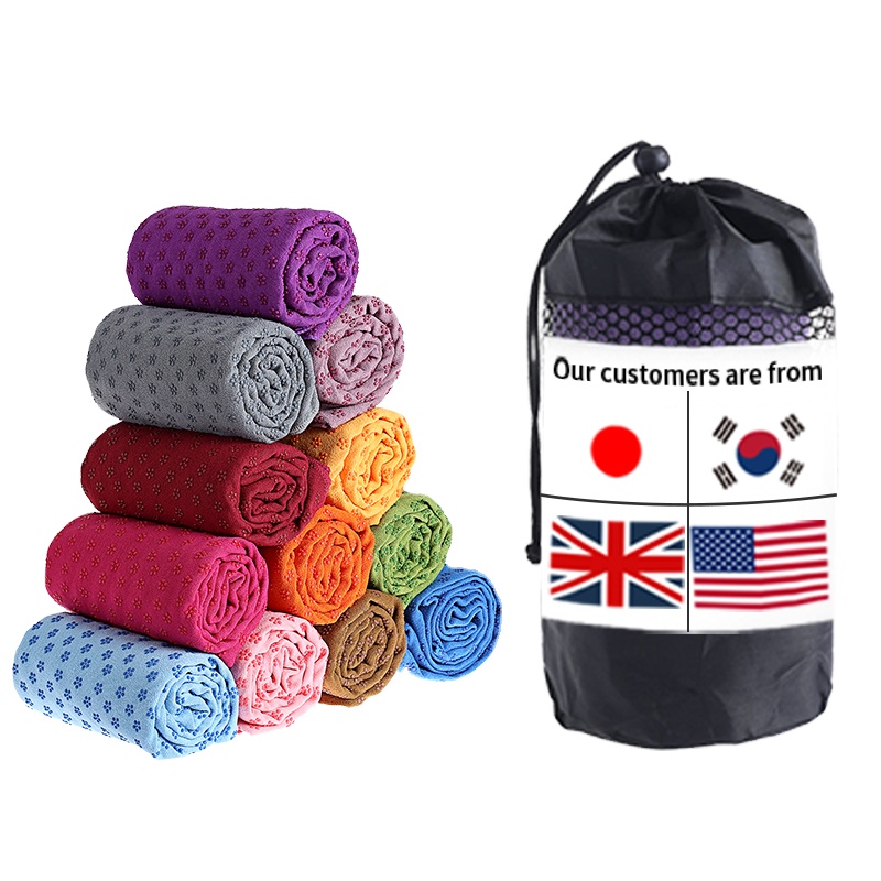 Популярный Домашний гимнастический коврик с логотипом на заказ, Быстросохнущий и чрезвычайно абсорбирующий нескользящий коврик для йоги, Полотенце 183 см * 63 см