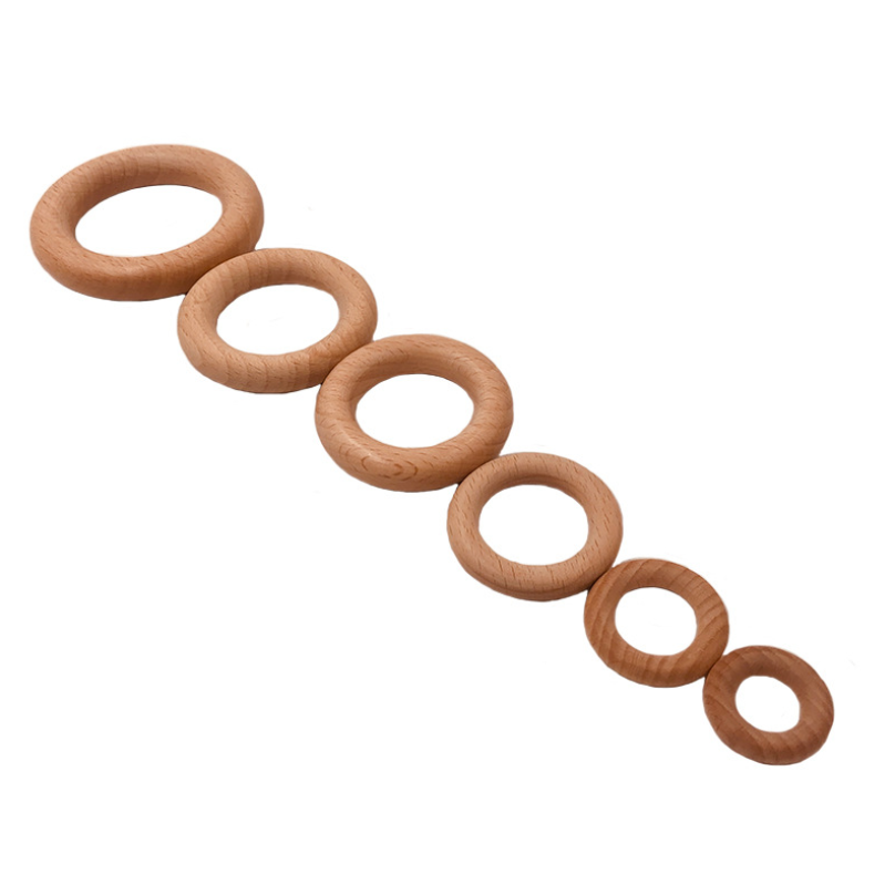 Оптовая продажа, деревянные Прорезыватели для зубов из натурального бука с логотипом на заказ, Детские Прорезыватели для зубов, деревянное кольцо для прорезывания зубов