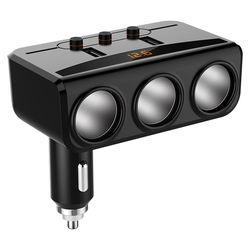 Multi-função de adaptador de carregador de cigarro do carro mais leve distribuidor 3.6A dual porta USB suporta voltímetro/temperatura display LED