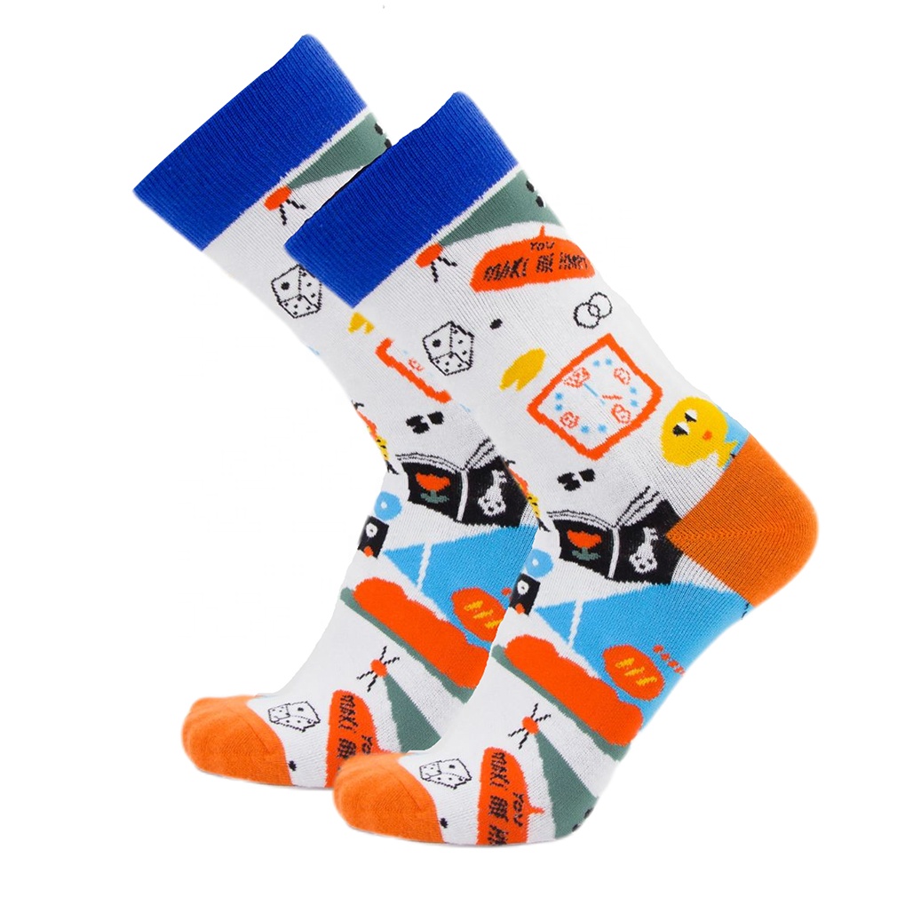 In stock Colourful Jacquard Candy Striped Novelty Fancy Unisex Crew Socks wholesale