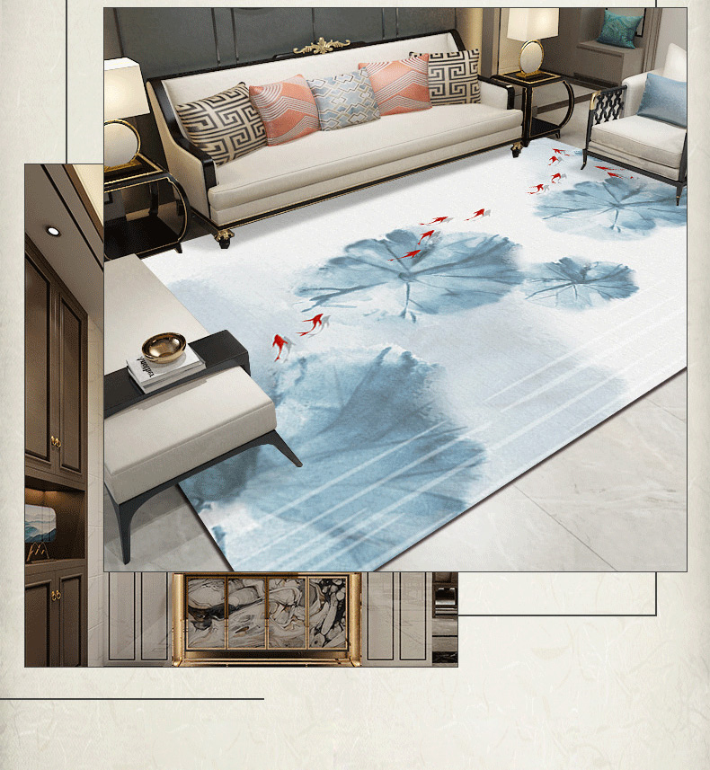 Chinese style restaurant household home center printed luxury landscape bedroom carpet big living room floor rug