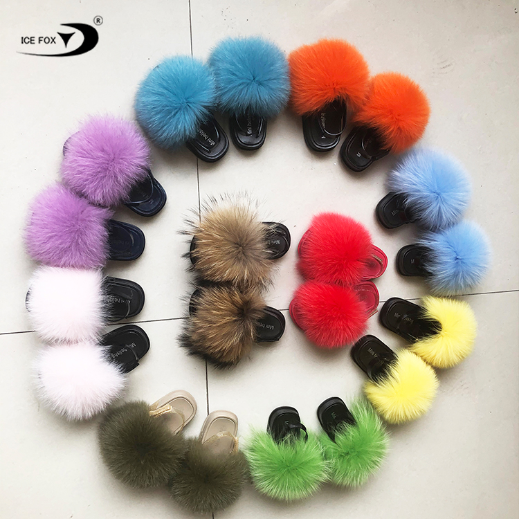 Летние детские меховые тапочки с логотипом под заказ, Детская Радужная обувь, меховые сандалии для девочек