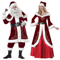 Santa Claus Christmas Costumes Tuxedo Ball Show Adult Plant Velvet Cover Dress Up christmas couple sets