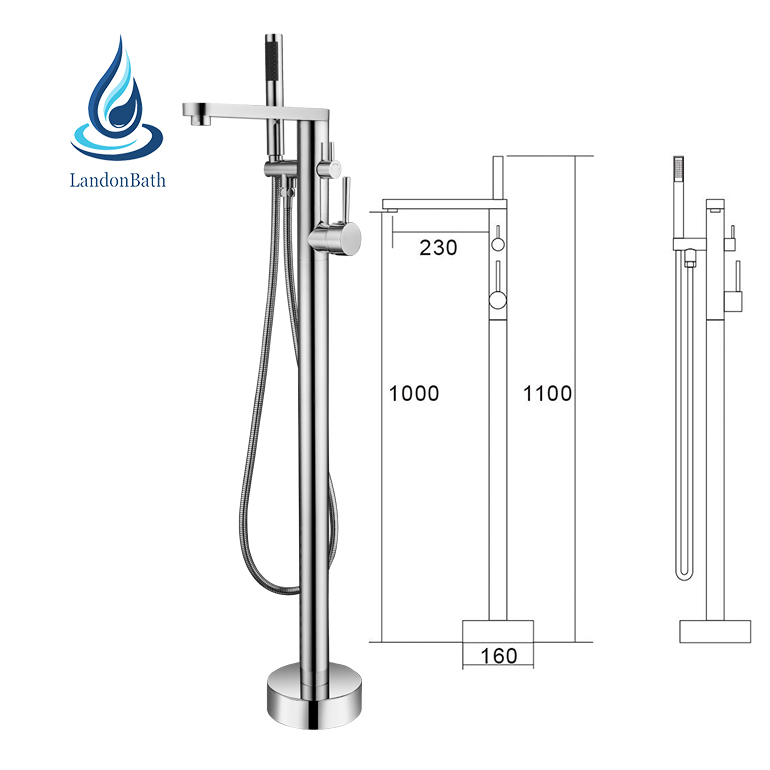 Free standing bathtub faucet brass freestand bathroom shower bathtub faucet set with shower and bath mixer taps