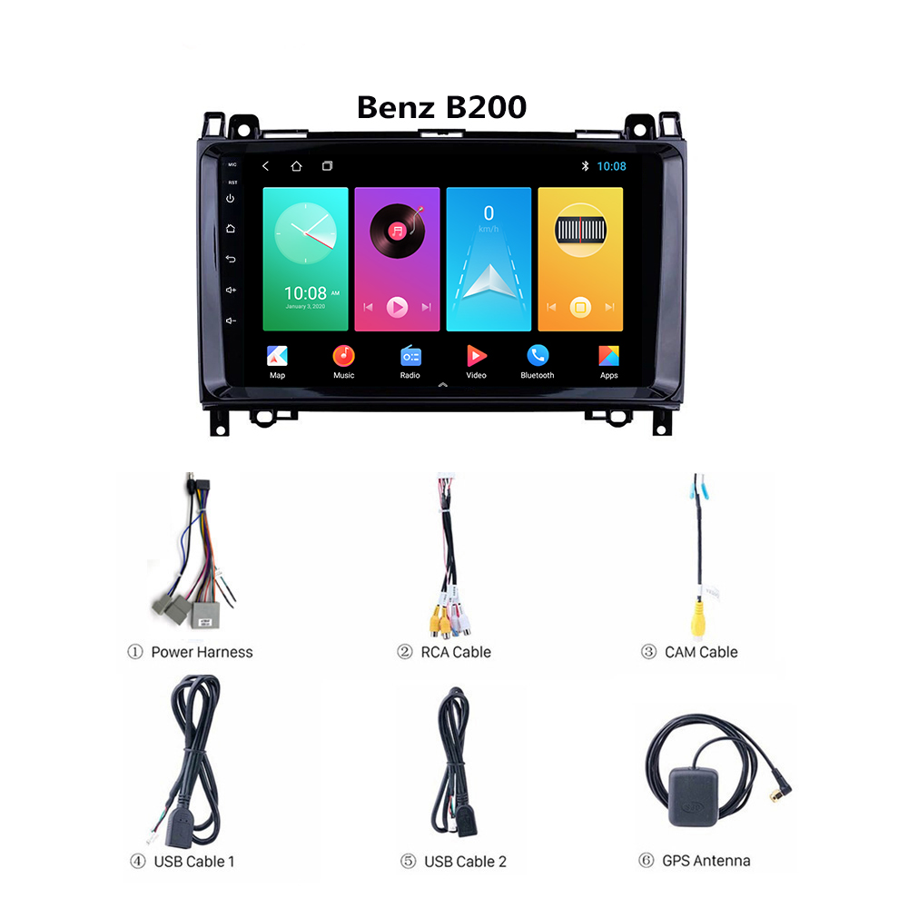 Car Stereo Navigation Digital Slide Touchscreen Car DVD Radio Receiver 9 inch For Benz B200/ W245/ B150/ B160/ B170/ B180/ B55