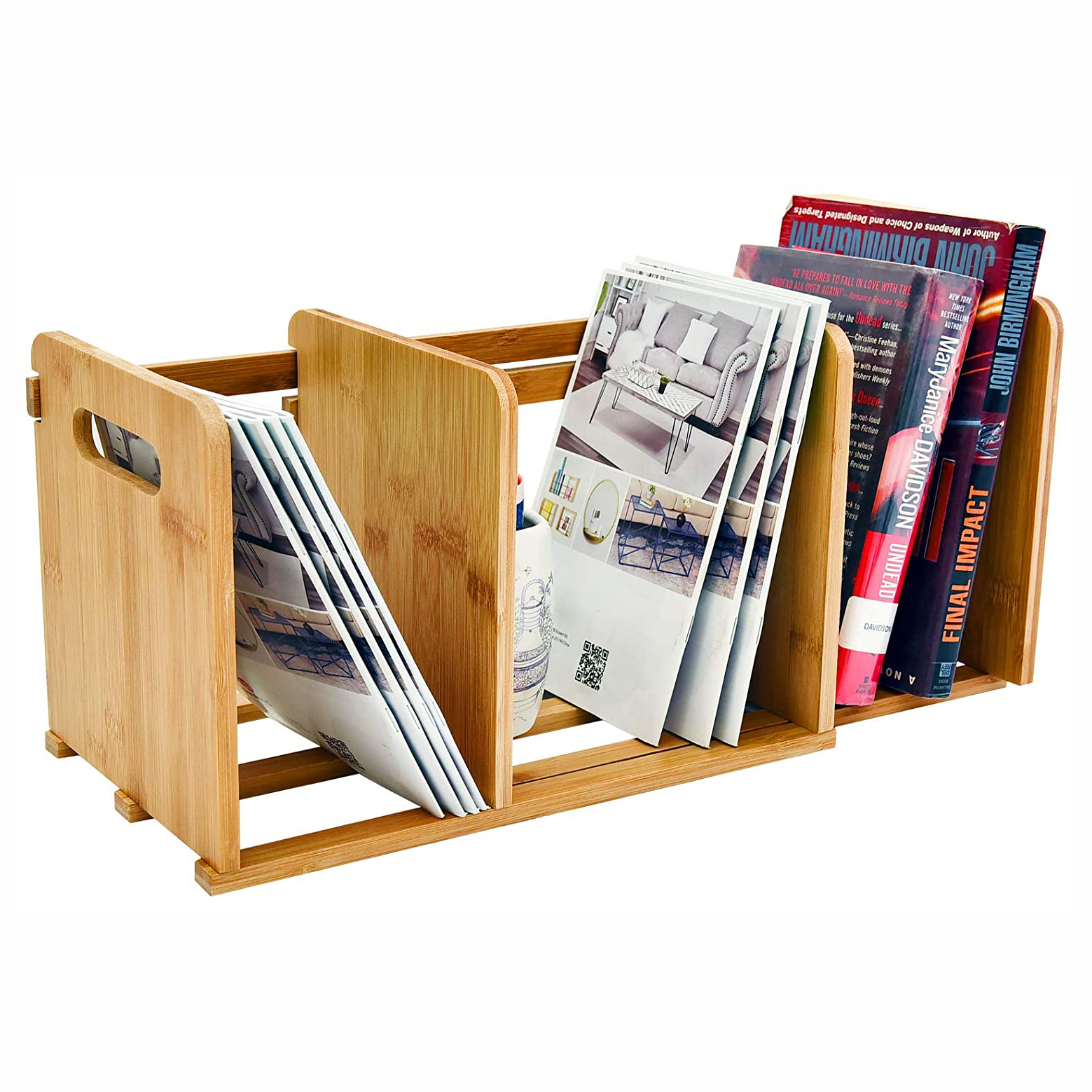 Hot selling Bamboo Small Adjustable Desk Storage Organizer Desktop Bookshelf