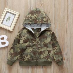 Hoodie dos meninos Camo Outono Camisa de Manga Longa Com Capuz Zip Jacket Atacado