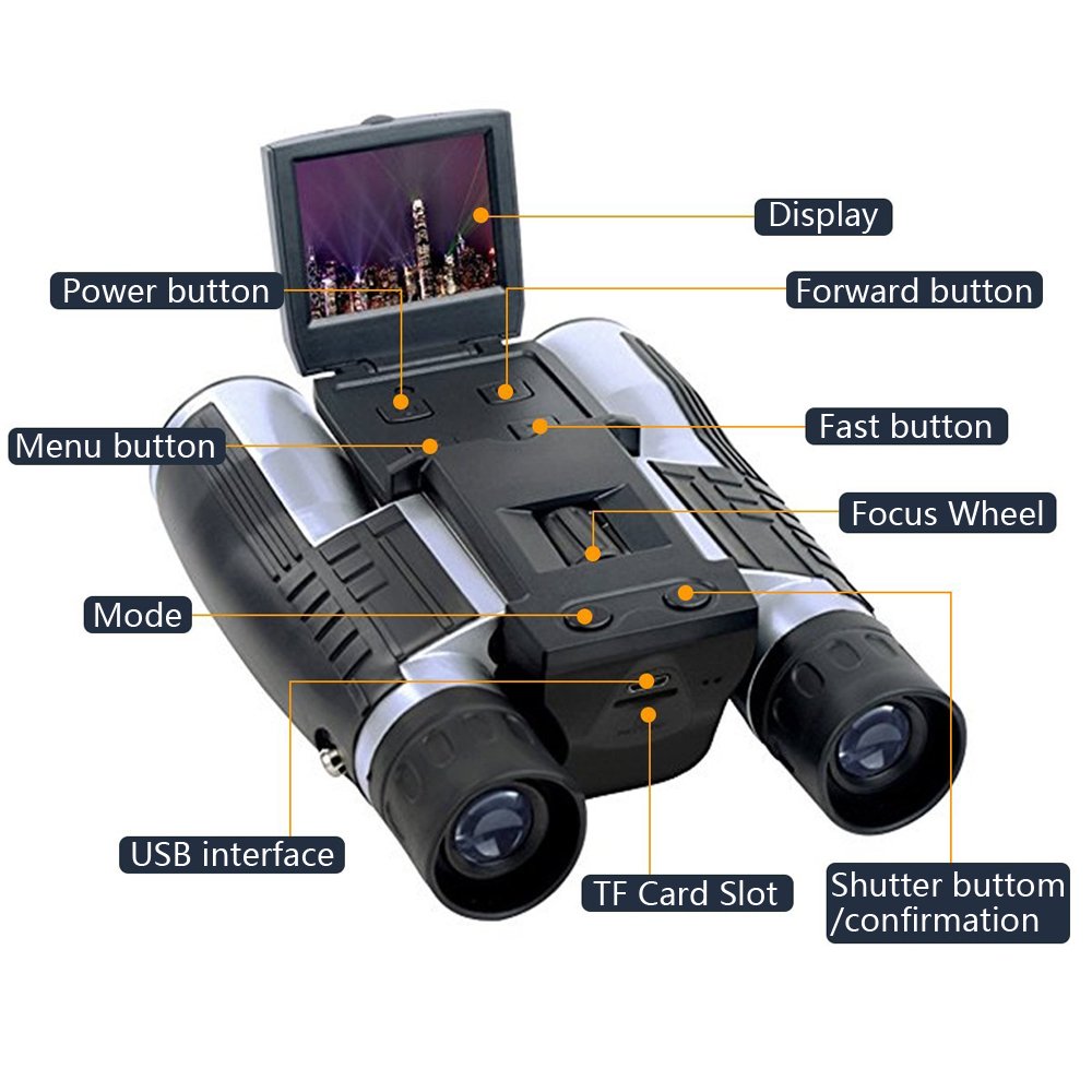 Oumij Digital Camera Binoculars 1.5 Inch LCD 10X25 HD Digital Camera Telescope Zoomable Binoculars with Recording Function
