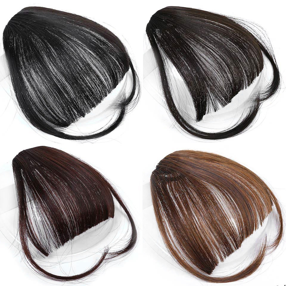 Зажим в прямая челка черного и коричневого цвета из искусственных волос воздуха Bang наращивание волос, парик, заколки, заколки для волос, трессы, заколки аксессуары Тонкие Поддельные бахромой натуральный прямой набор