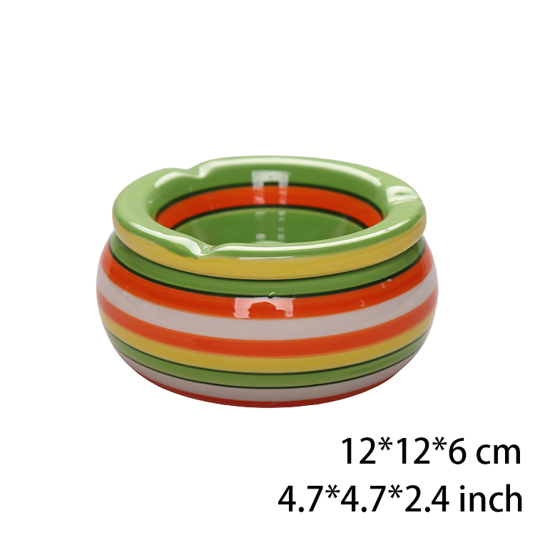 High Quality Ceramic Cigar Ashtray Porcelain With 3 Holder Slots Round For Home Office Decoration