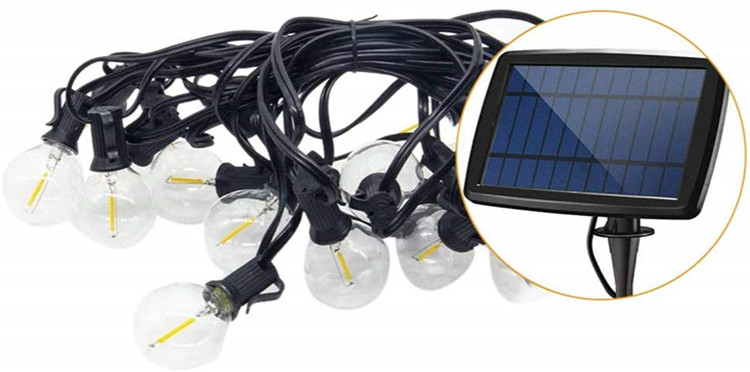 Hotsale energy saving 28ft manufacturer Outdoor waterproof LED G40 LED string light powered by solar panel