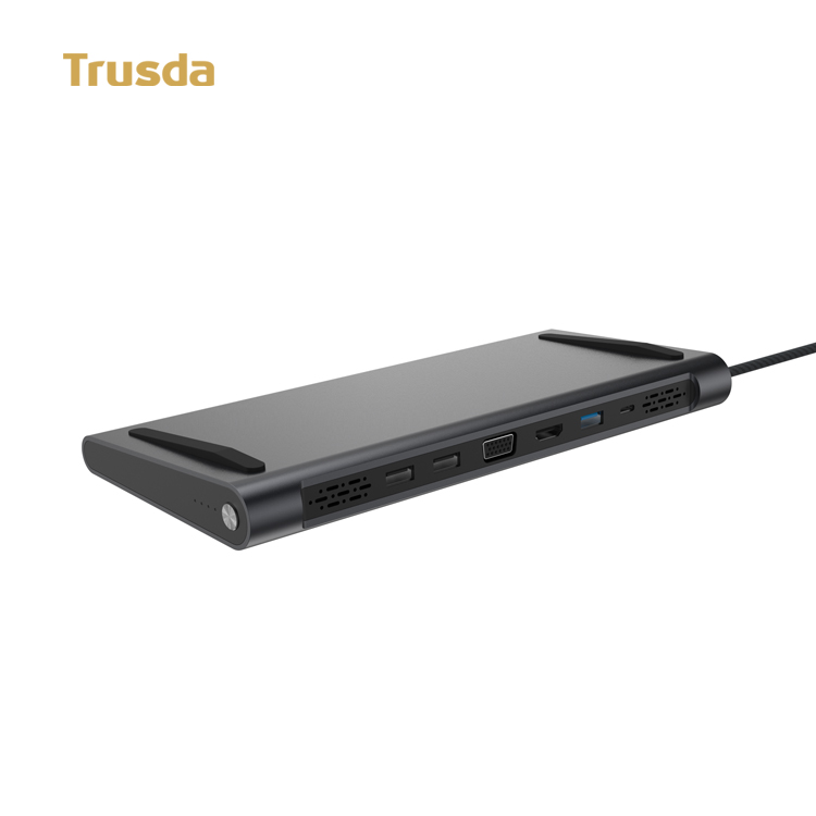 Usb c hub 11 in 1 laptop docking station aluminium type with rohs power bank 5000mah build-in PD fast charge 60w output