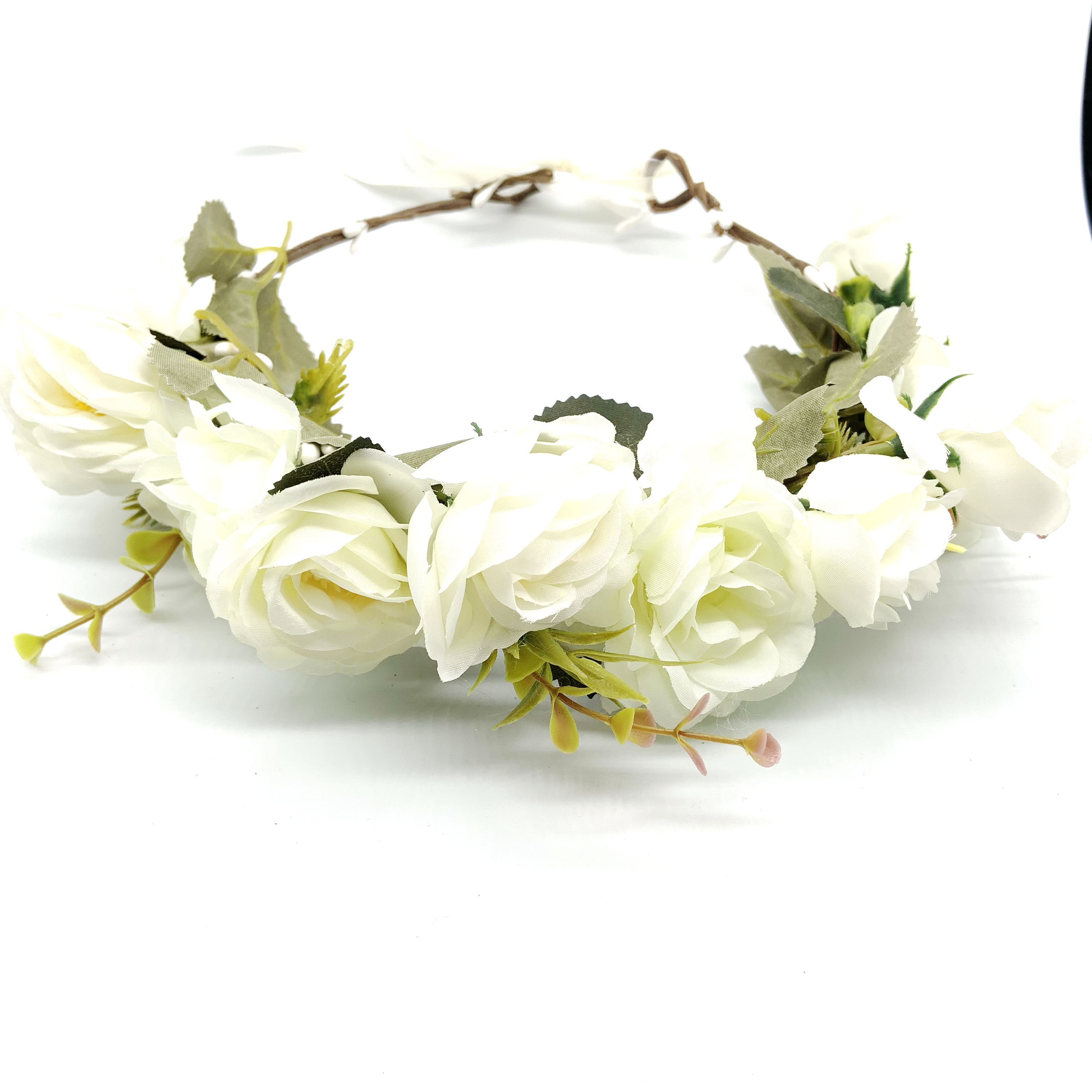 快速交货定制美丽的假日头花环女性蓝色白色婚礼花环 - buy white