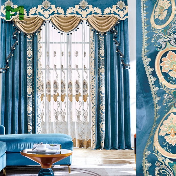 Dubai janela cortinas para sala de estar pronto feito com saia anexada