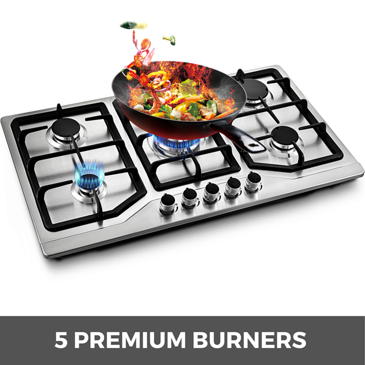 Gas stove 86cm five stainless steel embedded furnace SR-HBS5702 European standard 220V