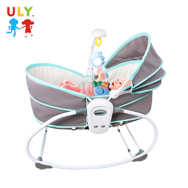 XiuPan Electric Infant Baby Rocker Baby Swing Electric Baby Cradle Newborn Crib Bed Swing Sleeping Rocking Basket Bassinet Comfotable Fabric Blue