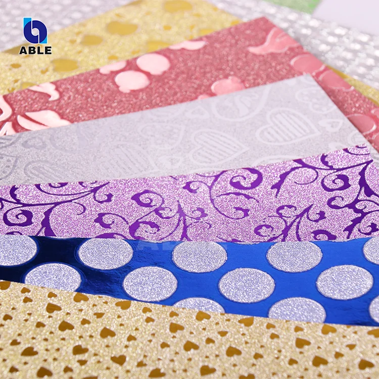 Colorful Multiple Pattern A4 Glitter Cardstock Paper for DIY Handcraft