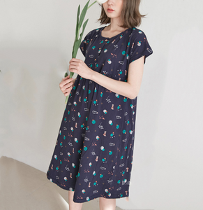 Women print cotton short sleeve loose plus size nursing clothes pregnant maternity clothing maternity dress