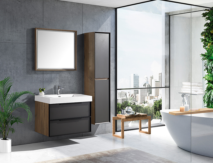 Double basin navy blue western fancy bathroom wall vanity cabinet