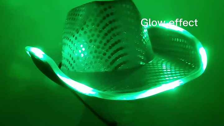 Western LED Glowing Cowgirl Fedora Hat for Adults Silver Sequin