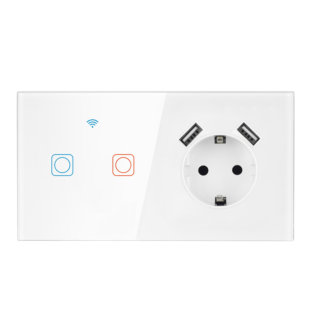 SRAN Tempere glass eu standard wi fi smart wall switch socket